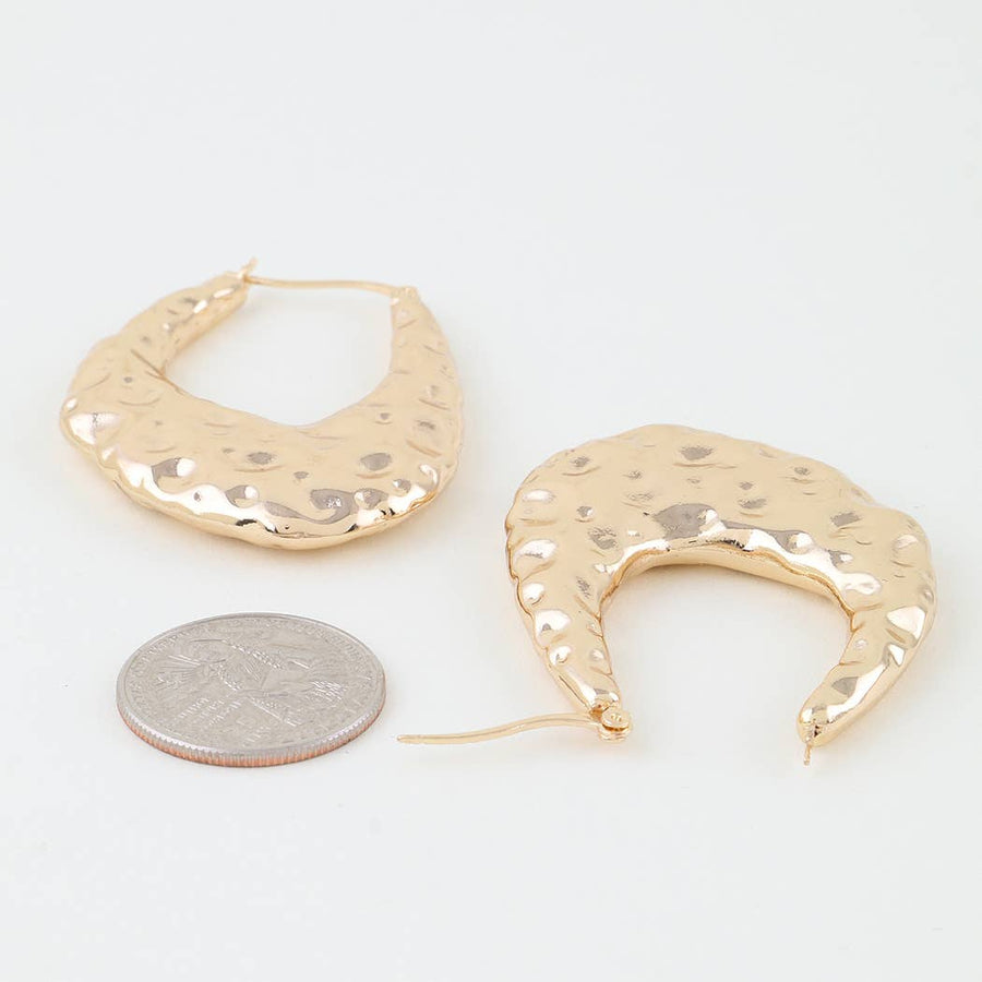 Hammered Moon Hoop Earrings