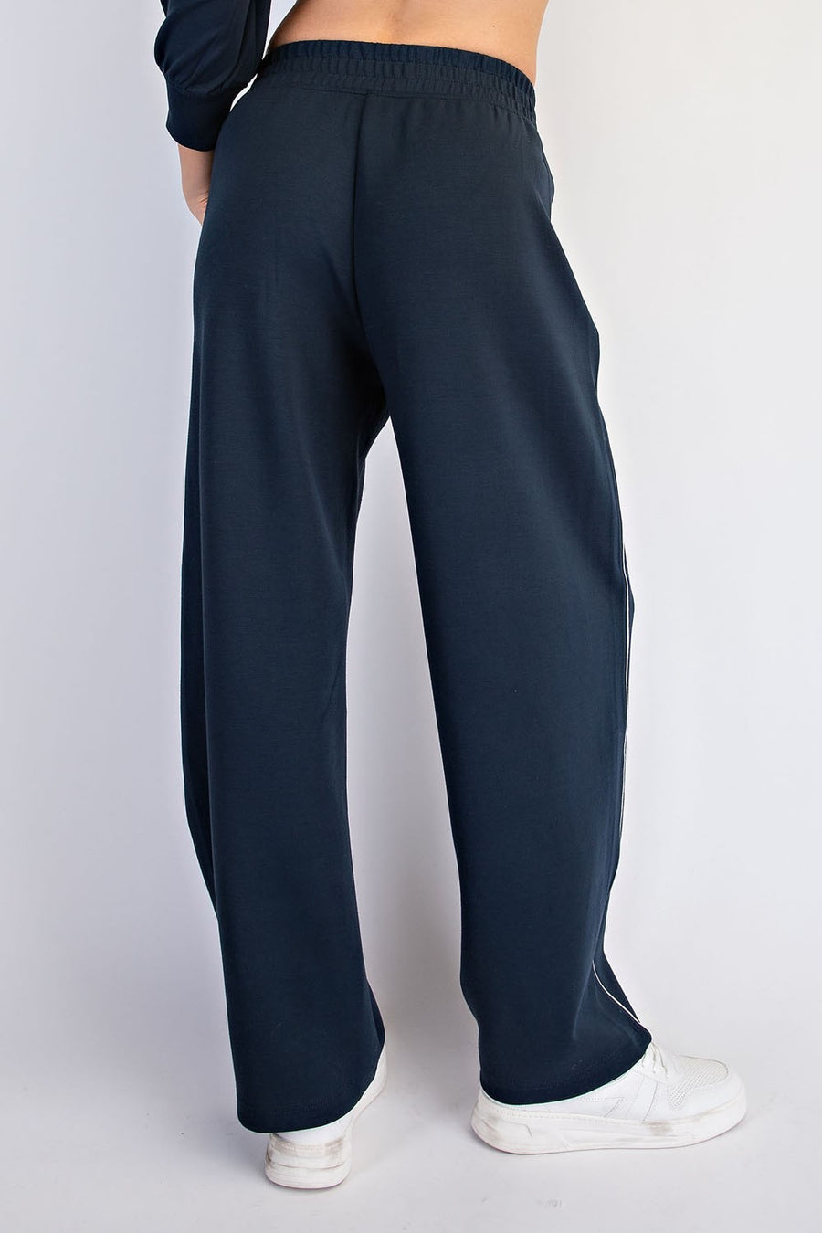 Scuba Luxe Piping Baggy Pants- Teal Navy