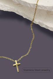 18K STAINLESS STEEL TARNISH FREE CROSS NECKLACE