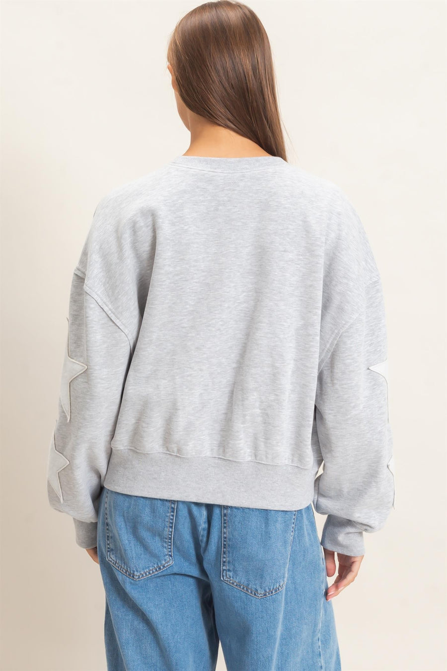 Star Patch Sleeve Sweatshirt