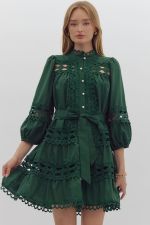 Eyelet Dress- Forest