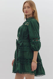 Eyelet Dress- Forest