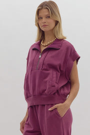 Plum Sleeveless Sweatshirt