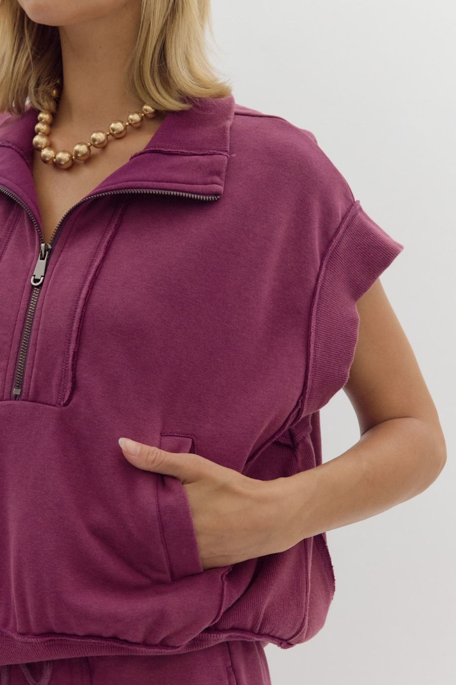 Plum Sleeveless Sweatshirt