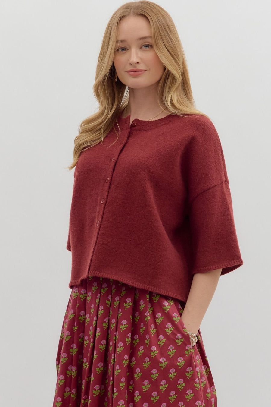 Cromwell Cardigan- Burgundy
