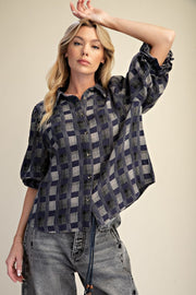 Blueberry Plaid Top