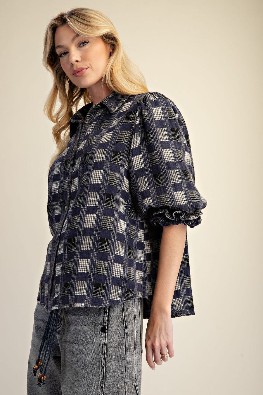 Blueberry Plaid Top