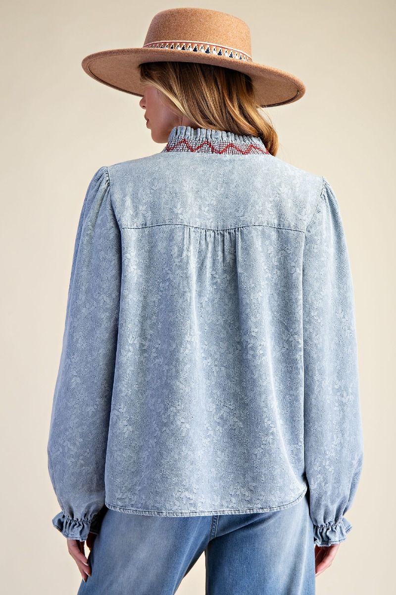 Jacquard Denim Top