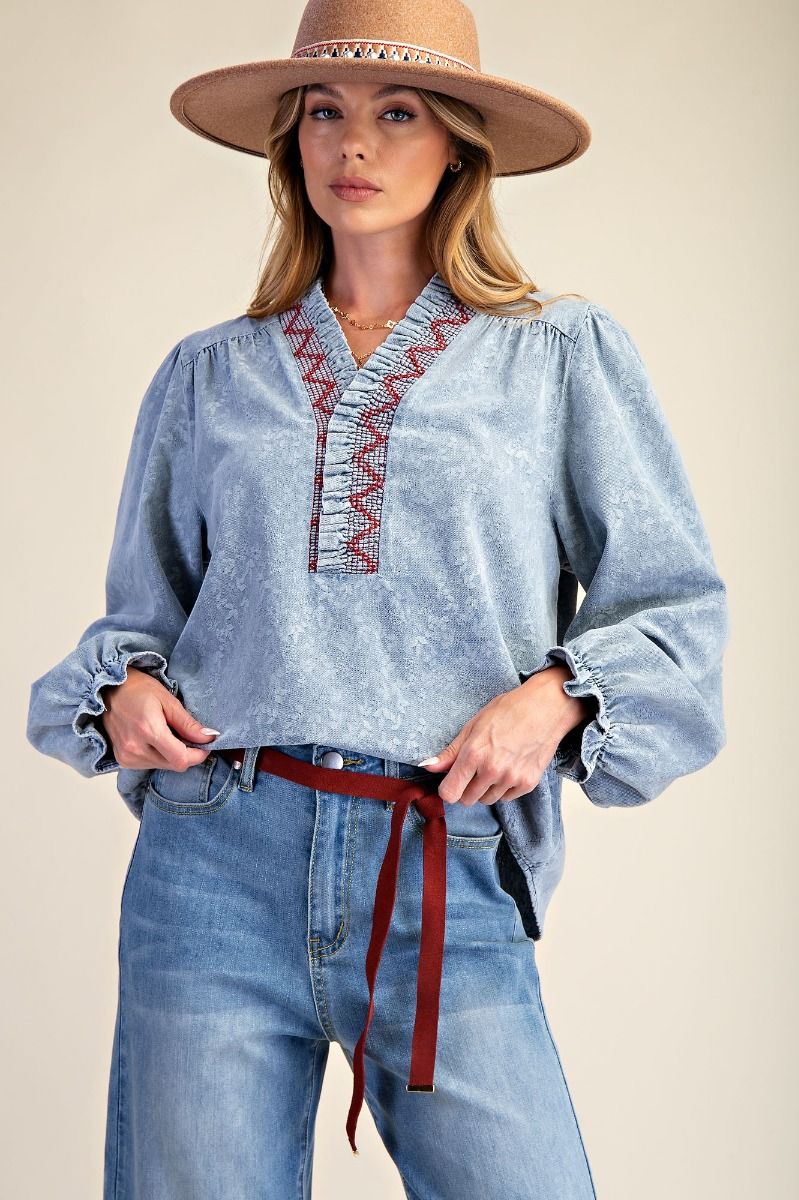 Jacquard Denim Top