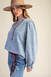 Jacquard Denim Top