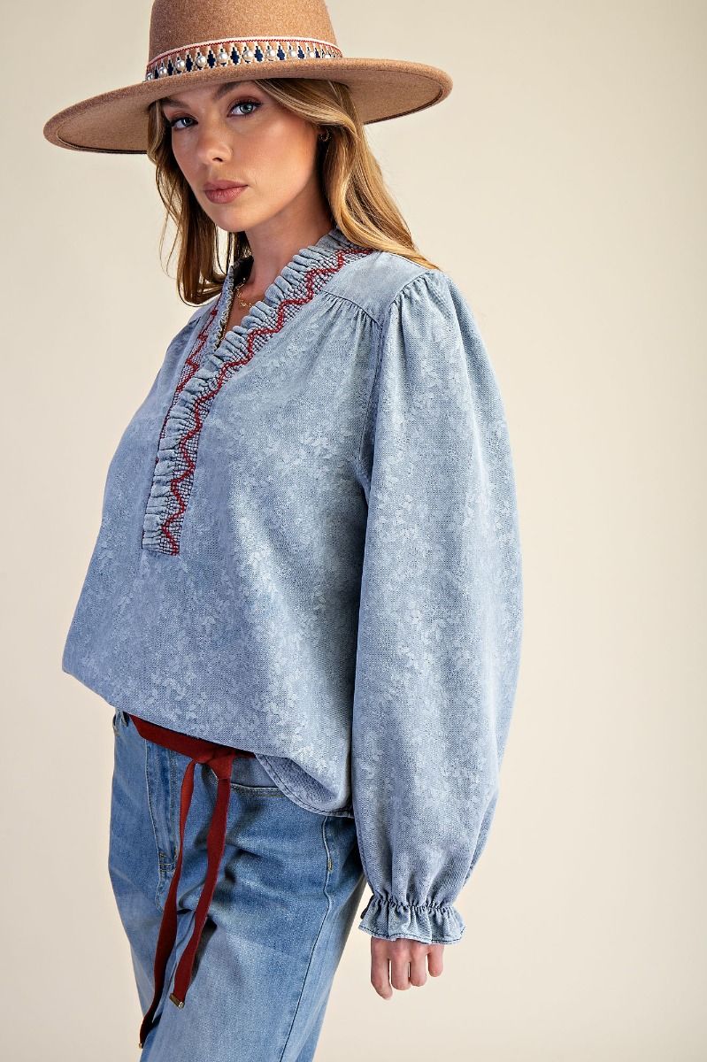 Jacquard Denim Top