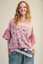 Vintage Graphic with Eyelet Sleeves