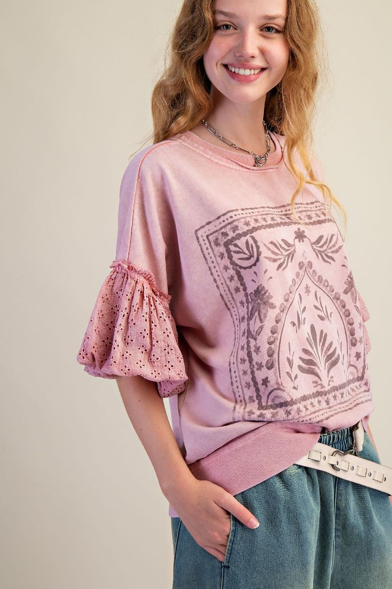 Vintage Graphic with Eyelet Sleeves