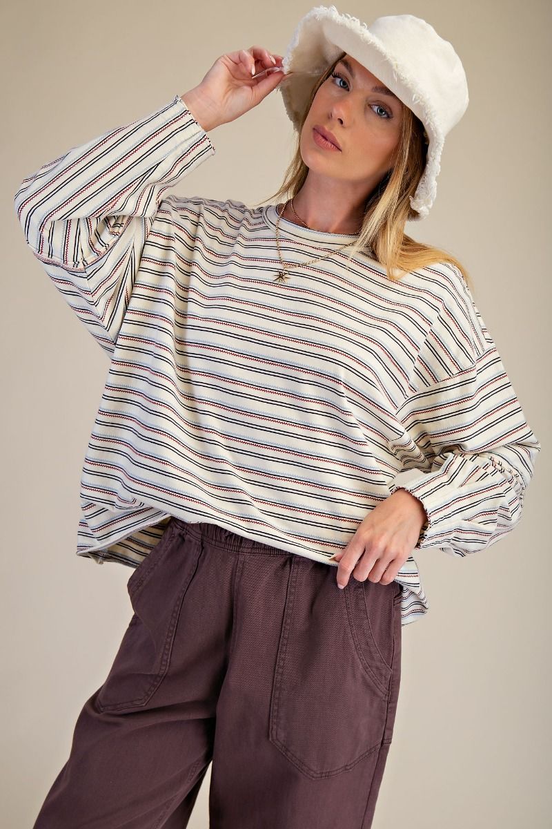 Striped Mineral Wash Knit Top