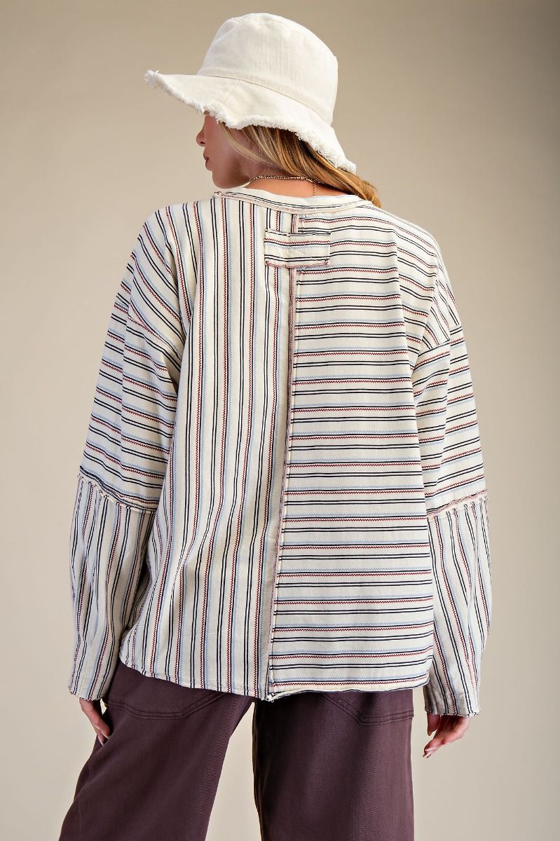 Striped Mineral Wash Knit Top