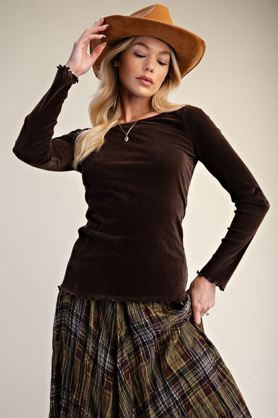 Ash Velvet Top