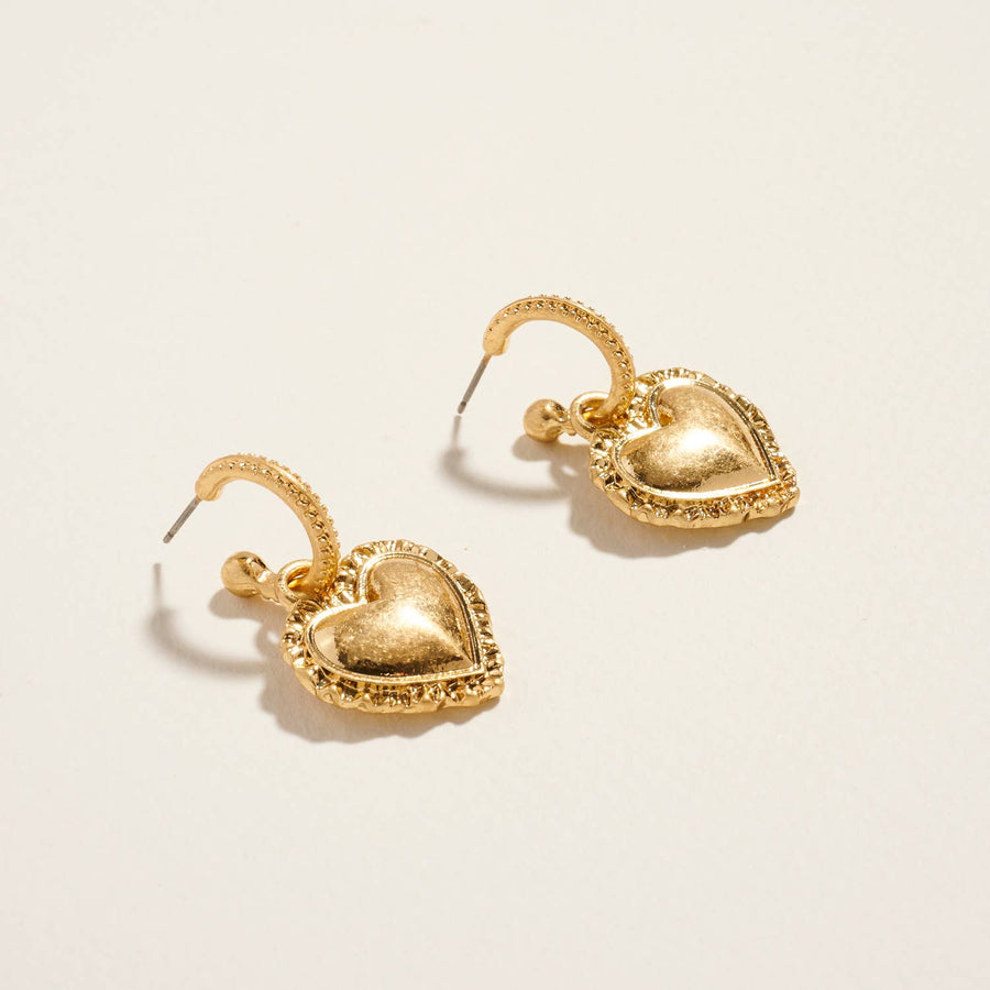 Valentine Heart  Framed Hoop Earrings