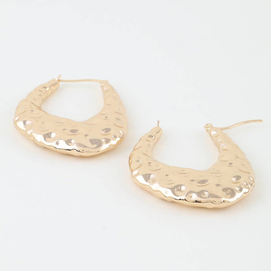 Hammered Moon Hoop Earrings
