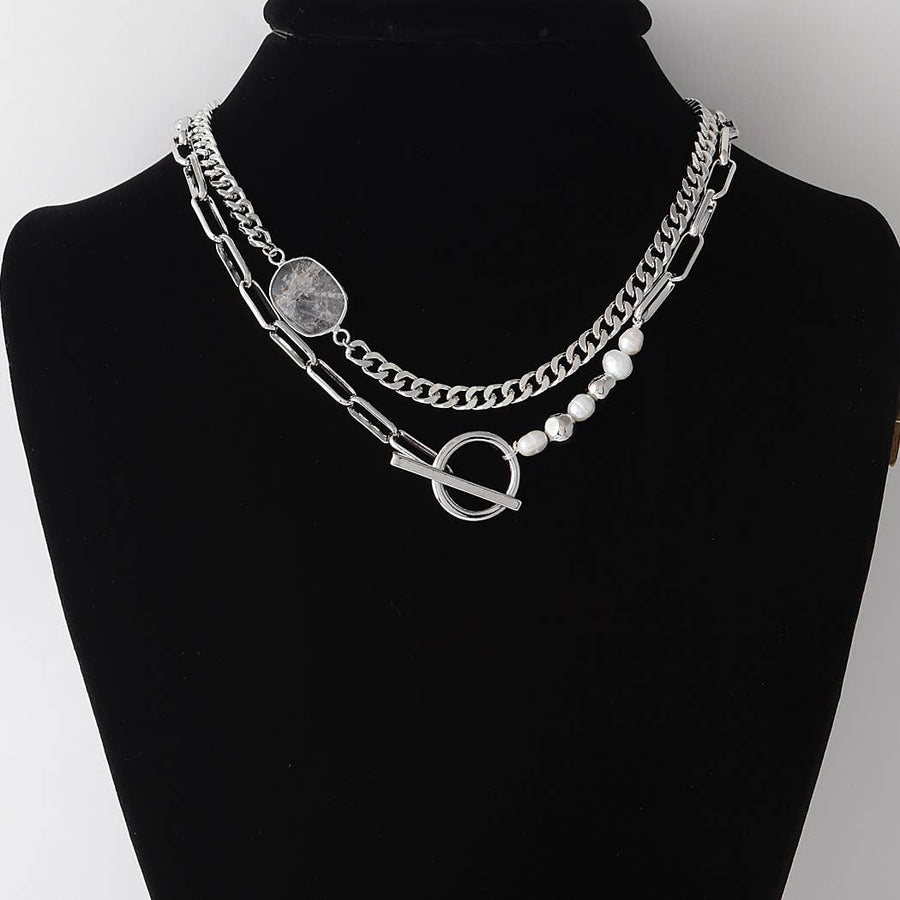 Stone N Bead Toggle Chain Necklace