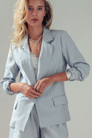 Open Front Soft Tailored Blazer- Ice Blue