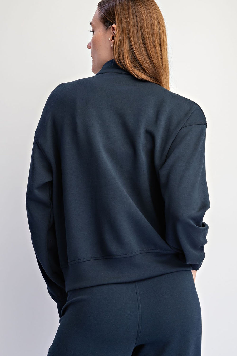 Modal Scuba Quarter Zip Top- Teal Navy