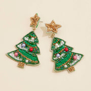 Christmas Tree Seed Bead Earrings