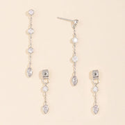 Double Sided Cz Station Chain Earrings