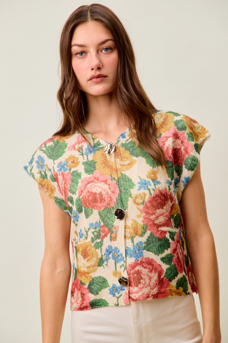 Floral Sweater Vest Top