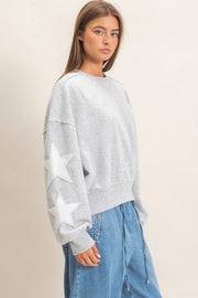 Star Patch Sleeve Sweatshirt