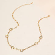 Stone Pave Horsebit Link Necklace