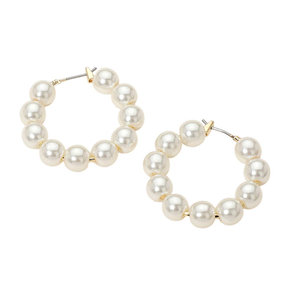 Pearl Beaded Hoop Earrings