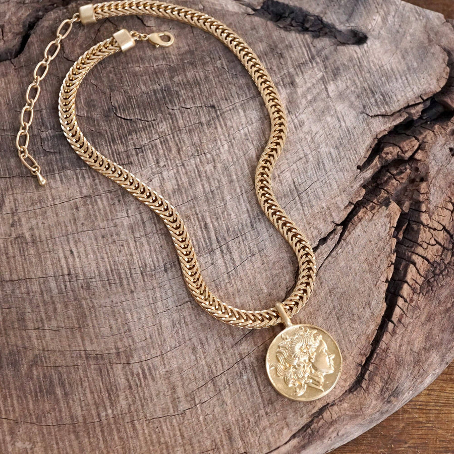 Coin Statement Chain Necklace