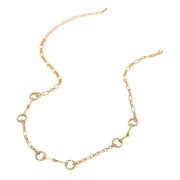 Stone Pave Horsebit Link Necklace