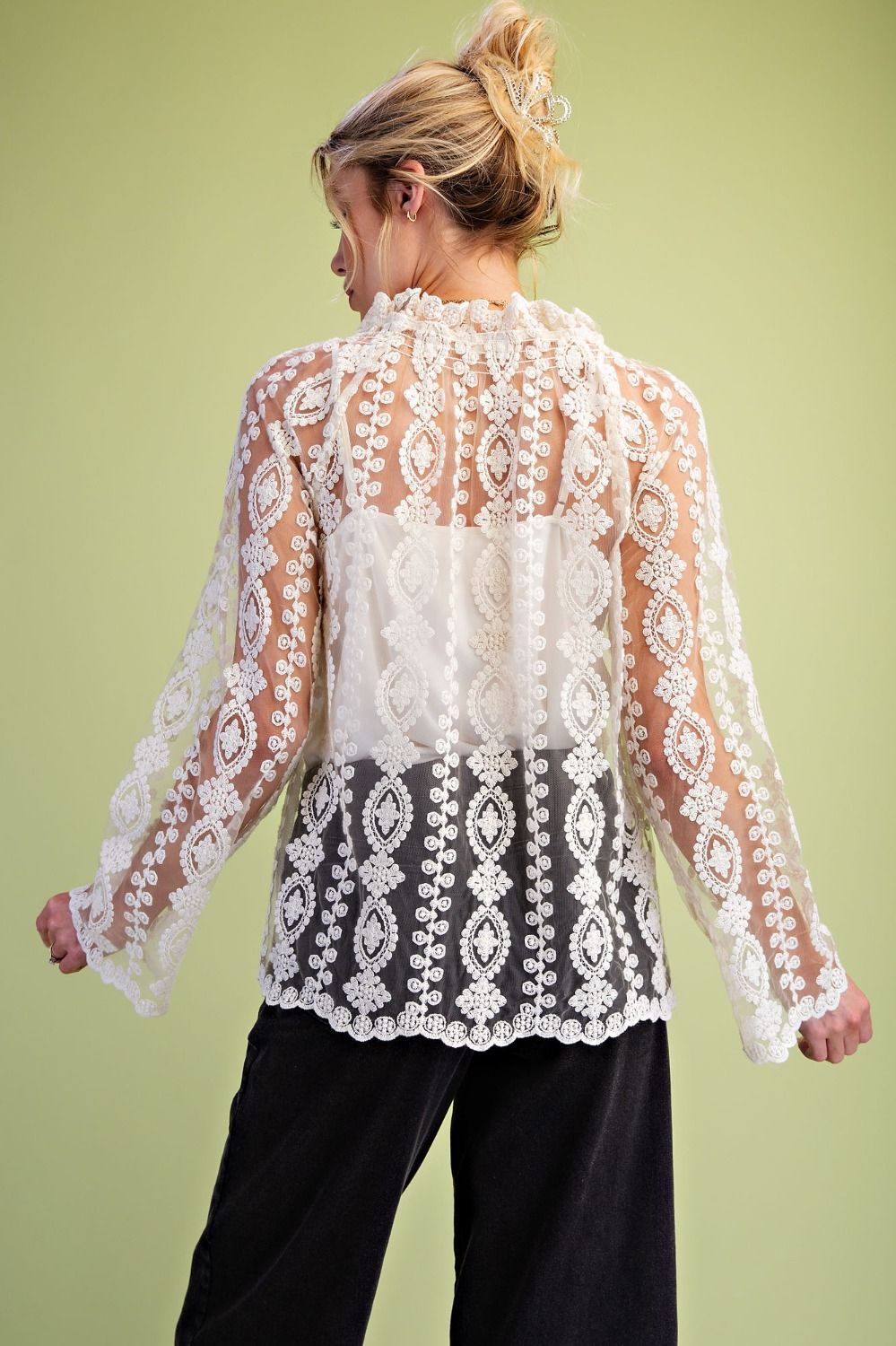 Lace Blouse with Inset- Ivory