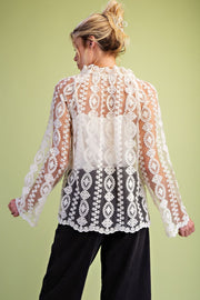 Lace Blouse with Inset- Ivory