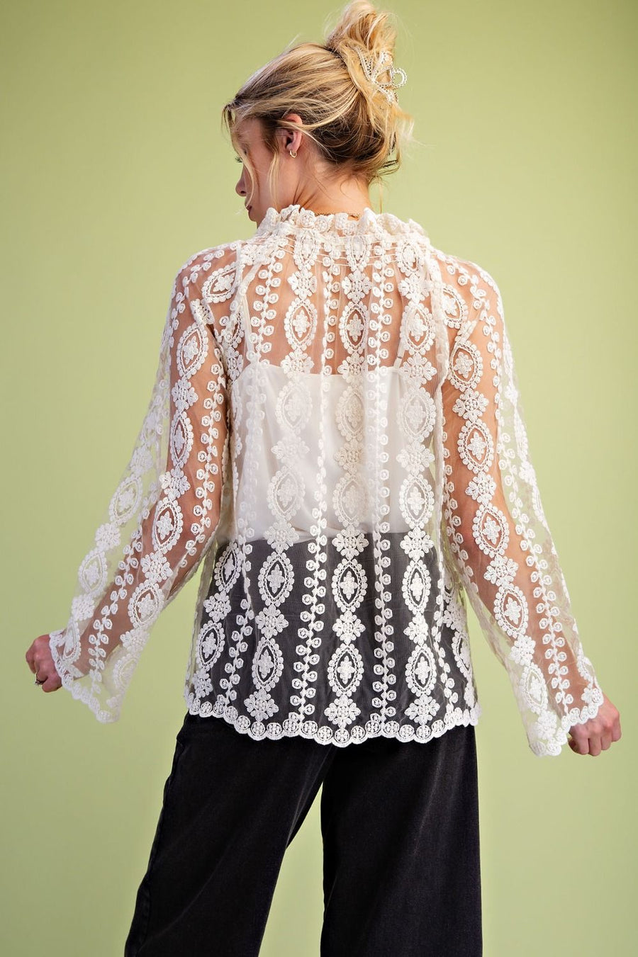 Lace Blouse with Inset- Ivory