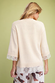Lace Inset Sweater- Ivory