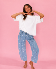 Polka Dot Barrel Leg Jeans