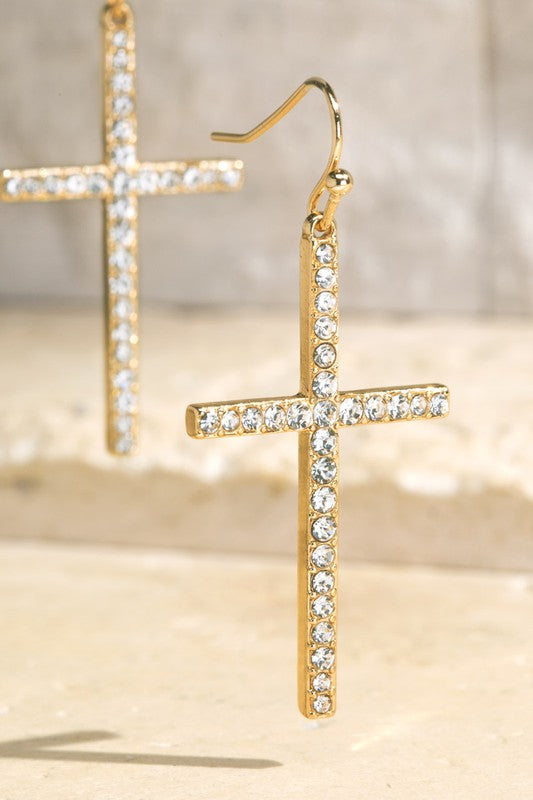 Pave Crystal Cross Earrings