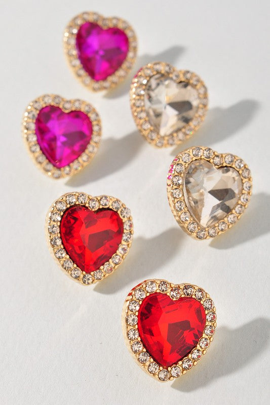 Heart Jewel Stud Earrings