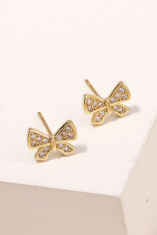 Bow Stud Earring Gold Plated
